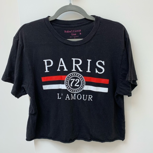 Rebellious One Tops - Black Boxy Cropped Top - Paris 🖤